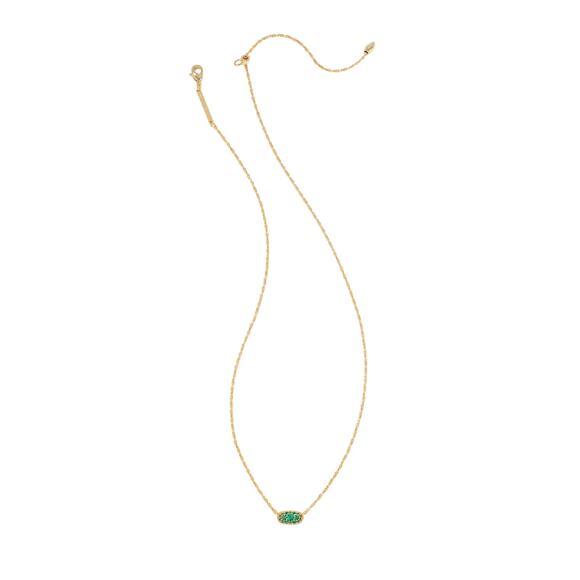 NWT! Kendra Scott Grayson Crystal Pendant Necklace in Gold Emerald Crystal - Picture 4 of 7